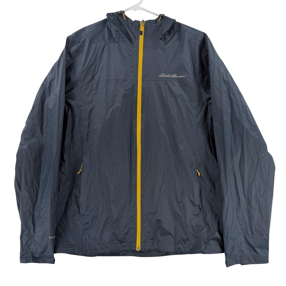 Eddie Bauer Jacket Mens Medium‎ Blue WeatherEdge Hooded Waterproof Windbreaker